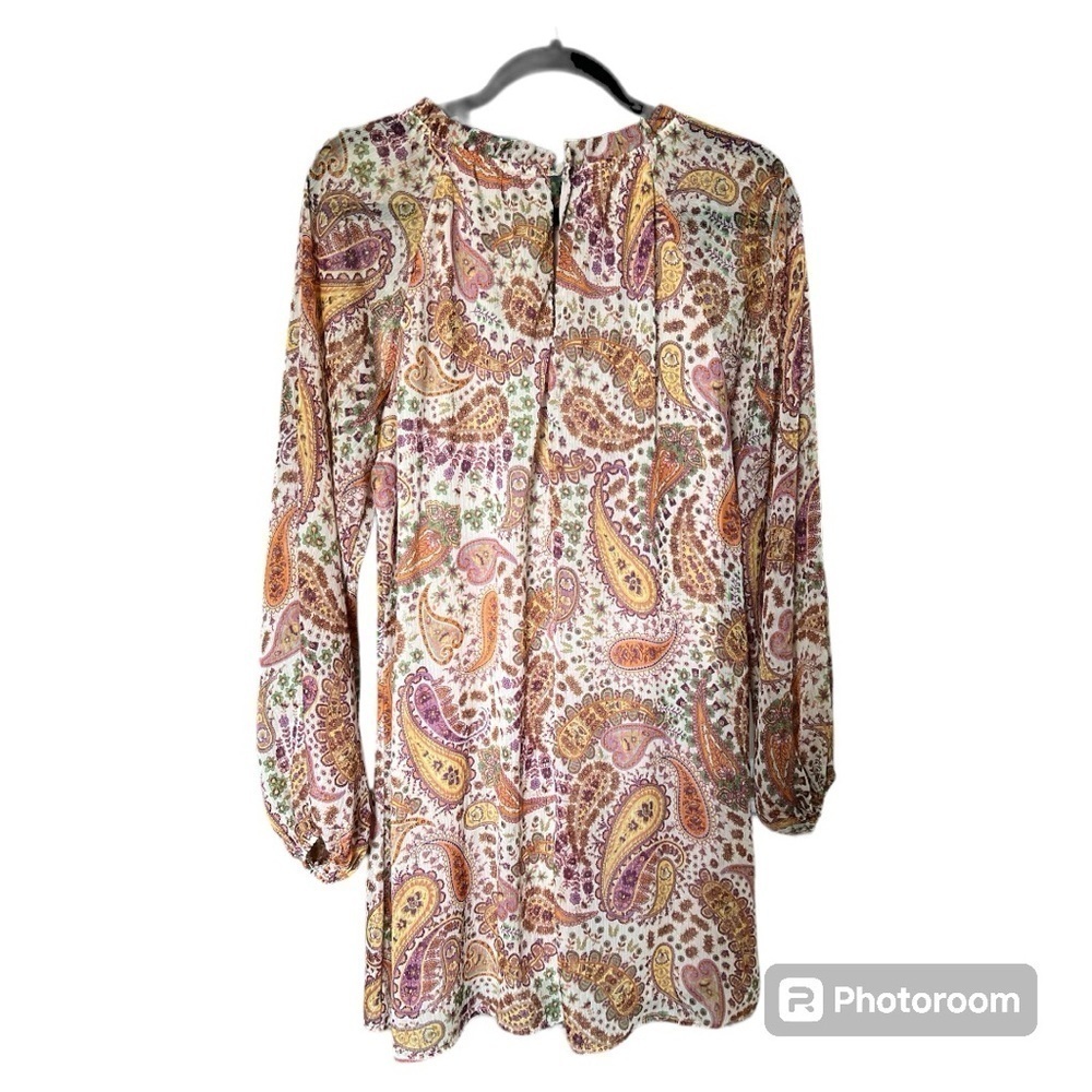 Lush multi paisley print long sleeve dress size Medium - Picture 2 of 5